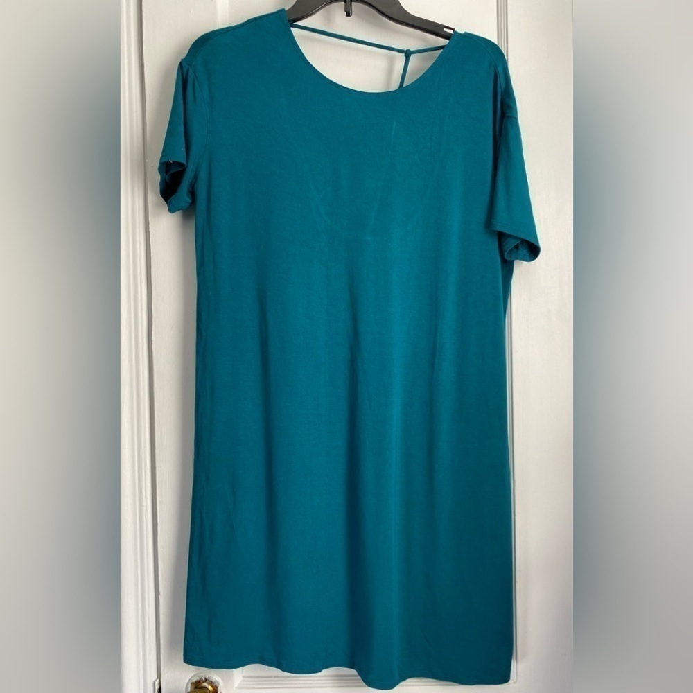 Fabletics Finley Dress Open Back, Teal Size: medium